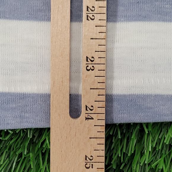 Vintage 80s MOD Stripes Polo Shirt Womens S/M 18x24 Blue White USA - Picture 13 of 13